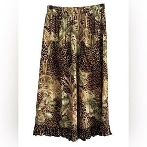 Unbranded Made in Texas Leopard Print BOHO Stretch Pockets Midi Skirt Size Small